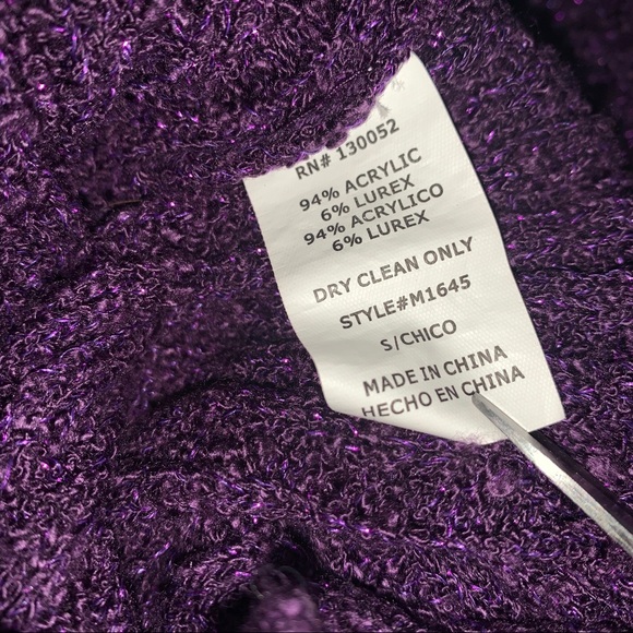 A'Gaci Womens Size S Open Knit Sweater Purple Metallic - Picture 4 of 6